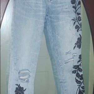 Blank NYC jeans with Black Flower Embroidery
